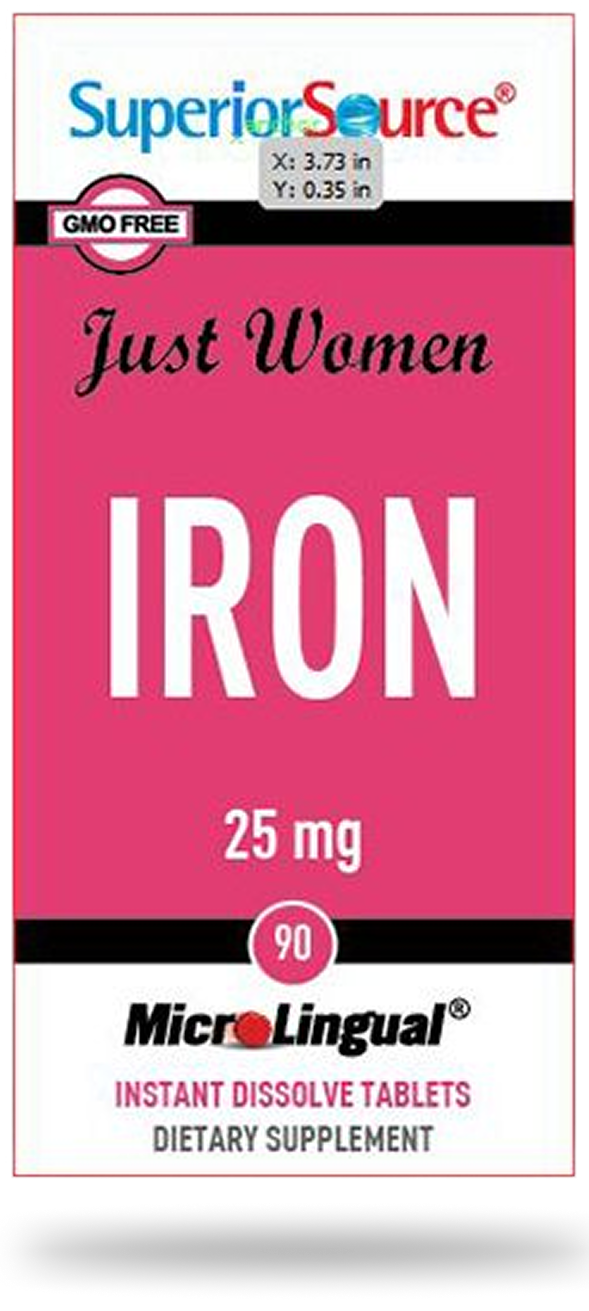 Superior Source Just Women Iron 25 mg MicroLingual instant dissolve tablets, GMO