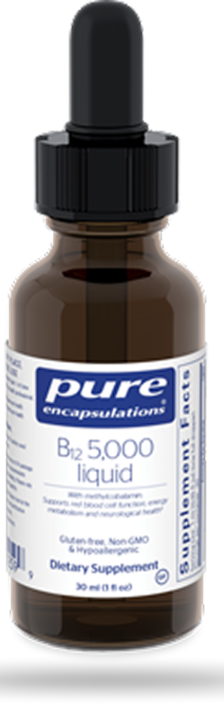 Pure Encapsulations B12 5000 liquid dietary supplement dropper bottle, 30 ml