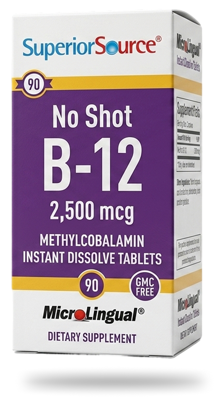 Superior Source No Shot B-12 2,500 mcg Methylcobalamin instant dissolve tablets, 90 count