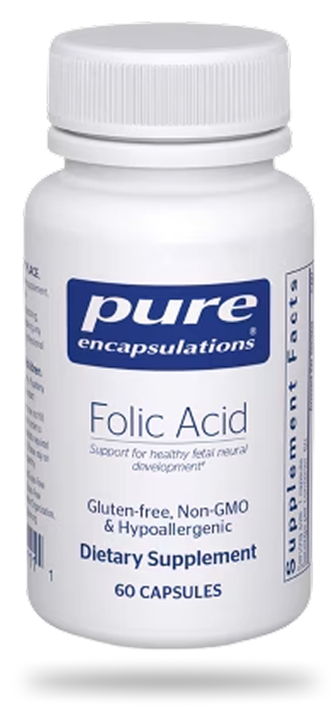 Pure Encapsulations Folic Acid dietary supplement bottle