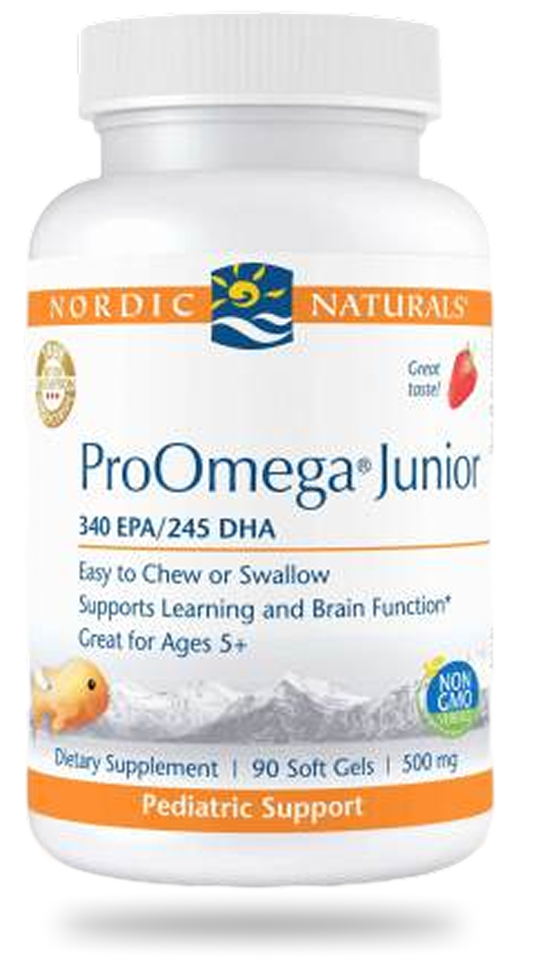 Nordic Naturals ProOmega Junior bottle, 340 EPA/245 DHA omega-3 soft gels