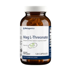 Metagenics Mag L-Threonate bottle, 120 capsules, magnesium supplement designed for cognitive health support