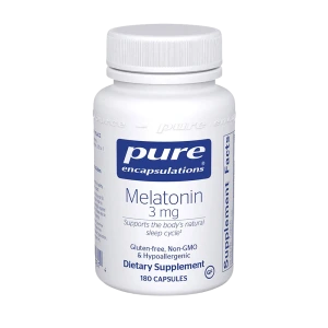 Pure Encapsulations Melatonin 3 mg dietary supplement bottle with 180 capsules