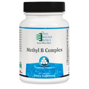 Ortho Molecular Products Methyl B Complex white bottle with black cap, 60 capsules dietary supplement
