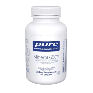Pure Encapsulations Mineral 650 dietary supplement bottle, 180 capsules