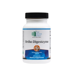 Ortho Digestzyme 90 capsules dietary supplement bottle by Ortho Molecular Products for gastrointestinal health