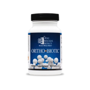 Ortho-Biotic probiotic dietary supplement bottle with 60 capsules by Ortho Molecular Products