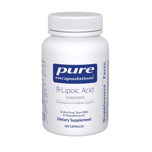 Pure Encapsulations R-Lipoic Acid stabilized dietary supplement bottle with 120 capsules