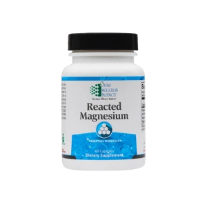 Reacted Magnesium essential minerals dietary supplement bottle, 60 capsules