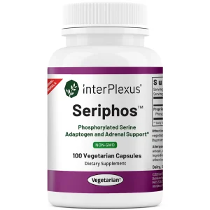 InterPlexus Seriphos phosphorylated serine adaptogen bottle with 100 vegetarian capsules