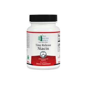 Time Release Niacin dietary supplement bottle, 90 tablets, for cardiovascular health