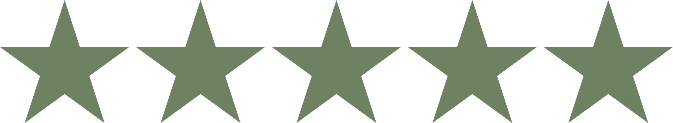 Five green stars in a row