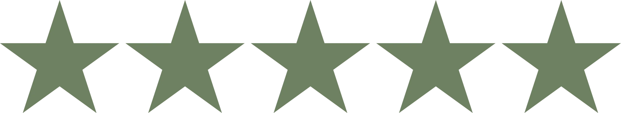 Five green stars in a row