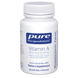 Pure Encapsulations Vitamin A 3,000 mcg (10,000 IU) bottle with 120 softgel capsules