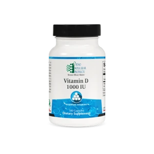 Ortho Molecular Products Vitamin D 1000 IU dietary supplement bottle with 180 capsules
