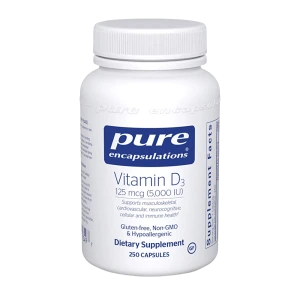 Pure Encapsulations Vitamin D3 125 mcg (5,000 IU) bottle with 250 capsules