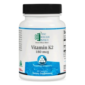 Ortho Molecular Products Vitamin K2 180 mcg dietary supplement bottle with 60 capsules