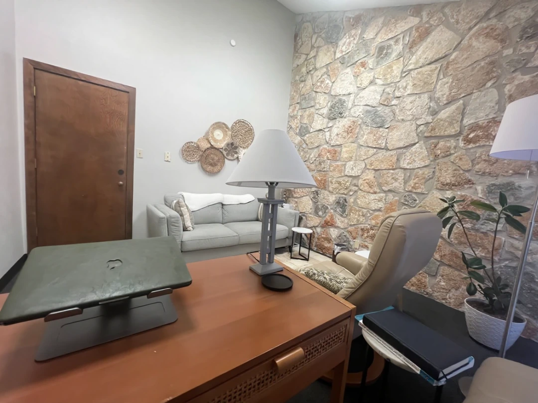 Calm, inviting psychiatric consultation room at CopeWell Psychiatry in Belton, TX