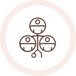 Three connected head silhouettes icon