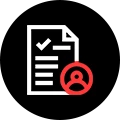 Clipboard with checkmark and user profile icon