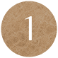 Brown circular badge with white number 1