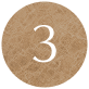 Number 3 on brown circular background