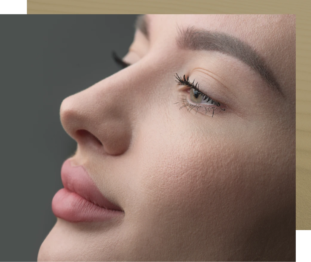 Side profile of woman's face showing nose and lip contours