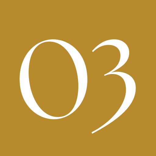 Gold square with white number 03