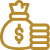 Gold icon of a tooth with a dollar sign and horizontal lines representing pricing or financial information