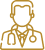 Gold icon of a dentist or medical professional in a white coat