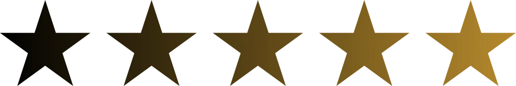 Five-star rating with one and two-thirds stars filled in dark and tan colors