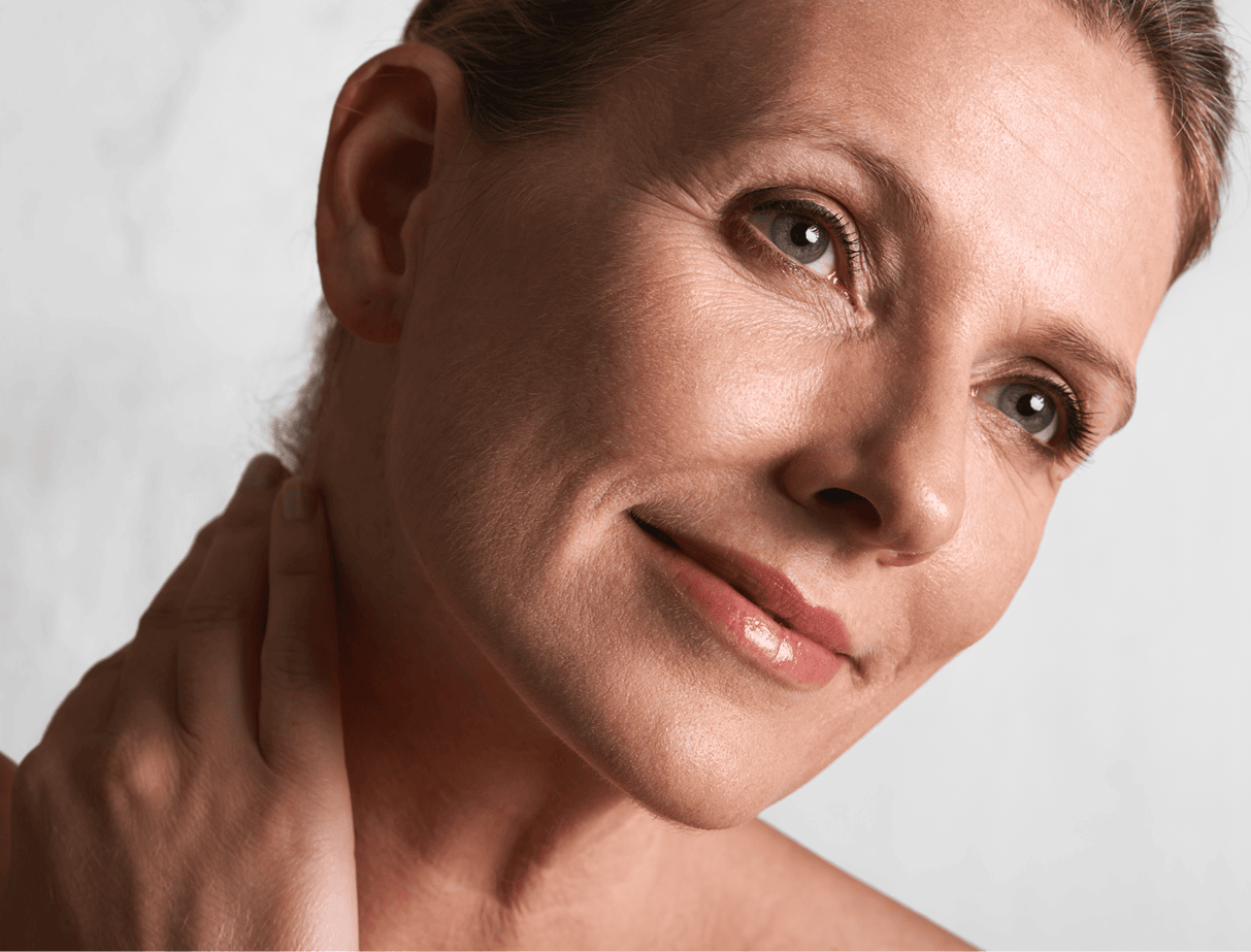 Woman's face in profile showing skin texture and facial contours