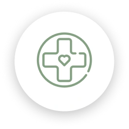 Medical cross with heart symbol representing recovery and care