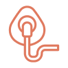 Orange icon of a hand holding a droplet