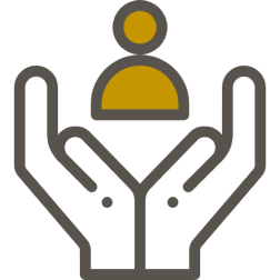 Two hands cradling a person icon