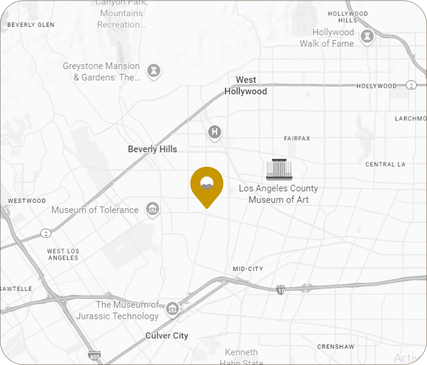 Map of Los Angeles area showing Everheal Medical location marked with yellow pin