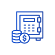 Safe deposit box with stacked coins representing secure financing