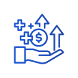 Hand holding up a house with upward arrow and dollar sign, representing long-term investment