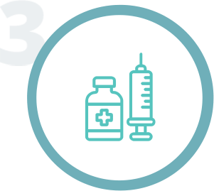 Icon showing medication bottle and syringe representing weekly injection treatment
