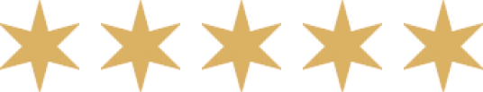Five gold stars representing a five-star rating