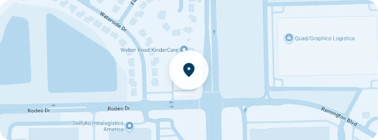 Map showing Gianan Health Bolingbrook location pin on Rodeo Drive