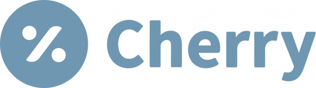 Cherry financing logo with percentage symbol in blue circle