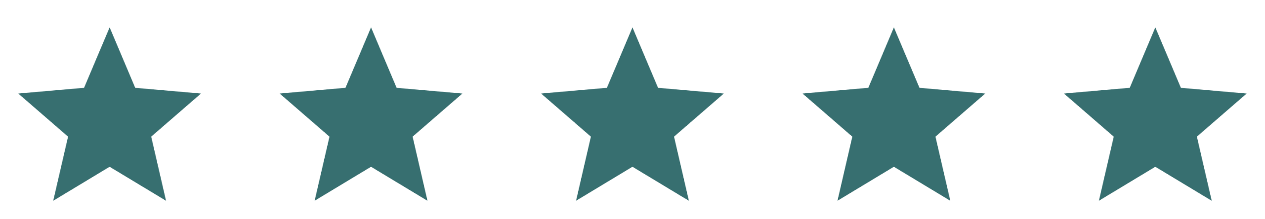Five filled stars representing a five-star rating