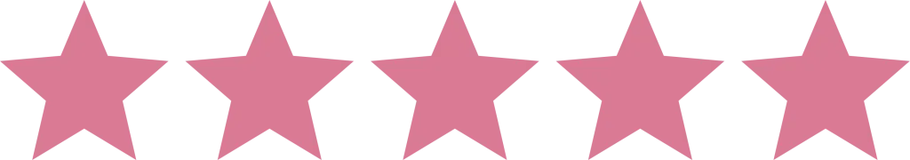 Five pink stars in a row