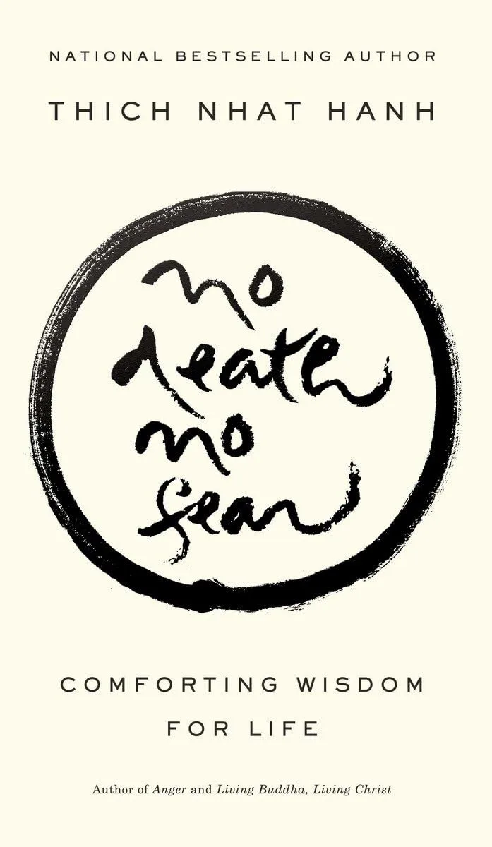 Book cover: No Death No Fear by Thich Nhat Hanh with hand-drawn circle containing title text