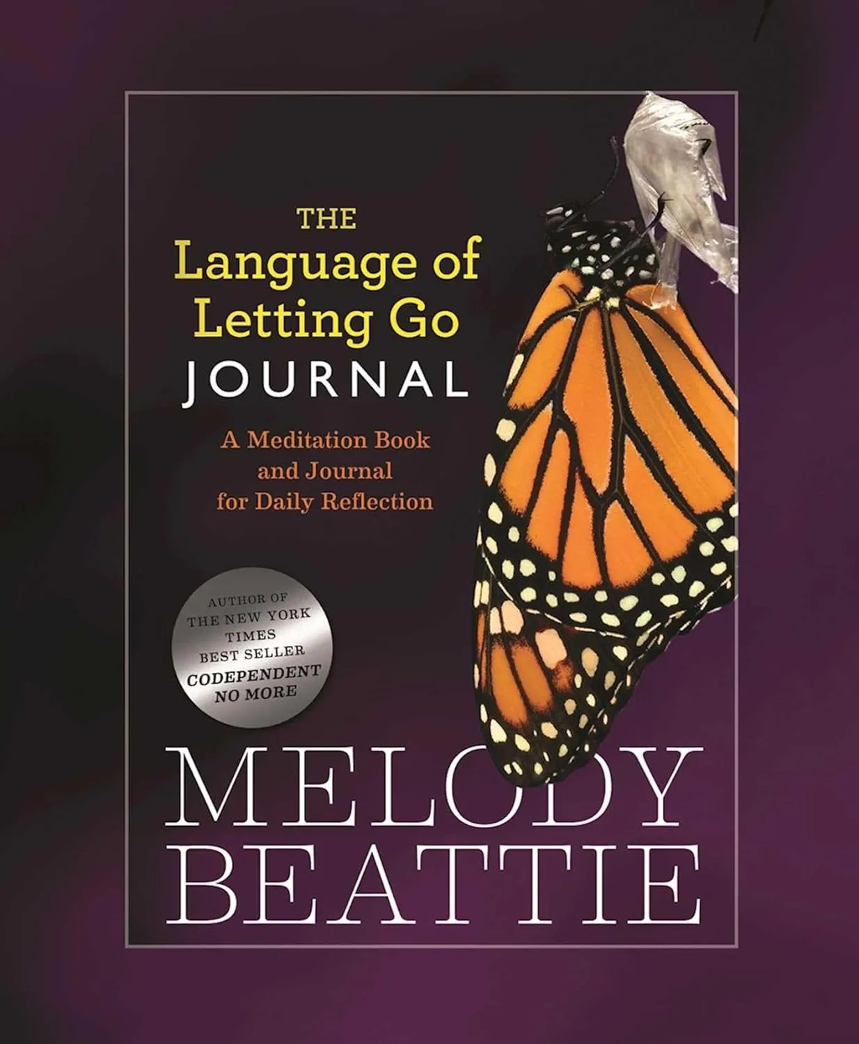 Journal cover "The Language of Letting Go" by Melody Beattie, meditation book with monarch butterfly illustration