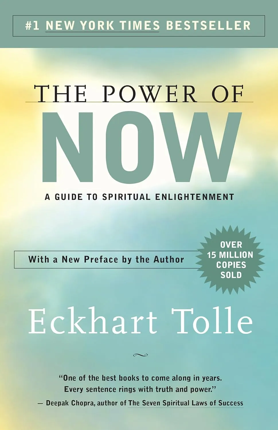 The Power of Now book cover by Eckhart Tolle, #1 New York Times bestseller about spiritual enlightenment