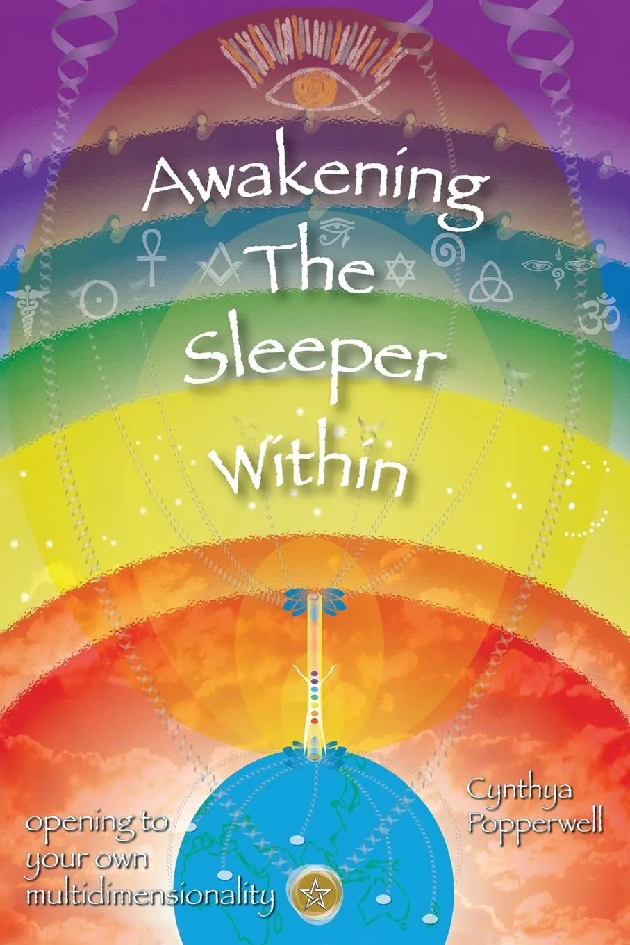 Awakening The Sleeper Within book cover featuring colorful chakra bands and spiritual symbols