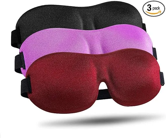 Three LKY DIGITAL sleep masks in black, pink, and burgundy stacked together, labeled 3 pack