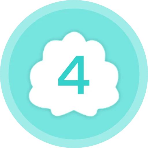 Turquoise badge with number 4